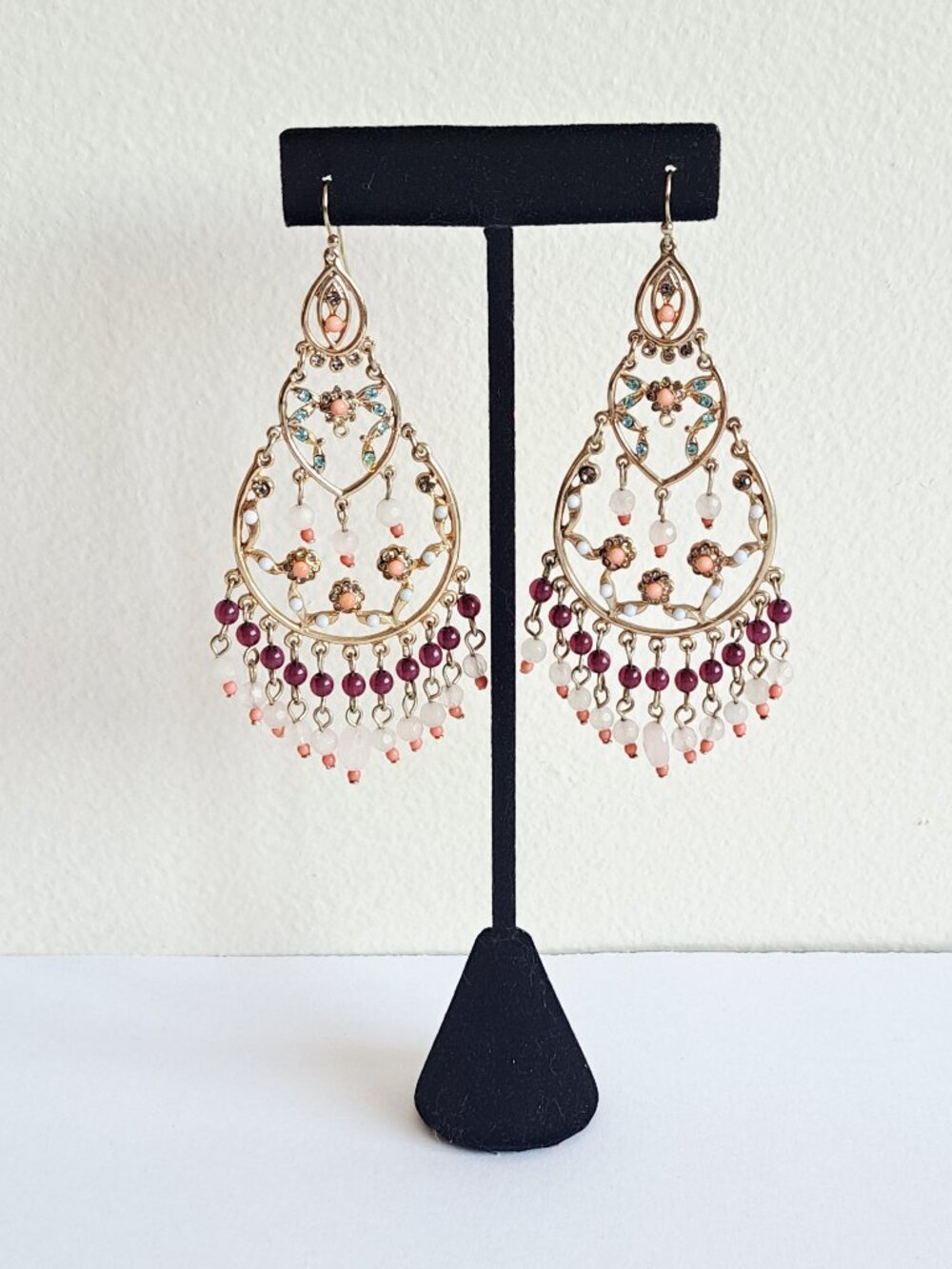 New Lee Angel beaded drop earrings